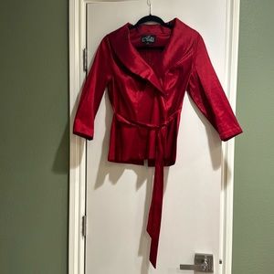 Red Taffeta evening blouse. Size Medium